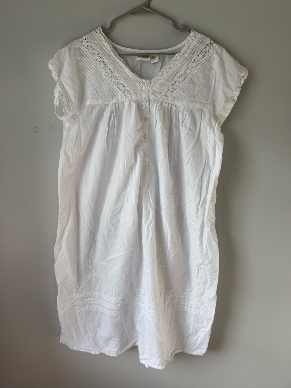 VTG COLLECTIONS ETC Cotton Eyelet Babydoll Dress MIDI MINI Dress White Size L XL - Picture 2 of 7